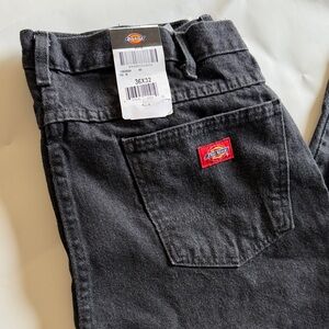 Dickies Straight Leg Jeans in Black with Red Logo Patch